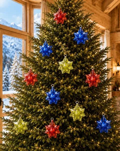 Boule de noel sapin étoile rouge