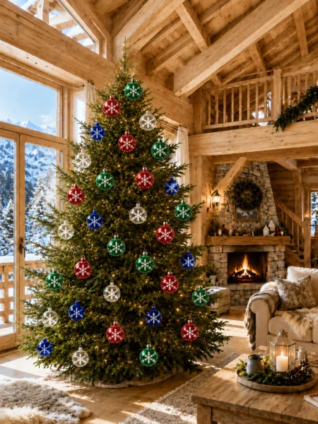 Boule de noel sapin ronde bleue