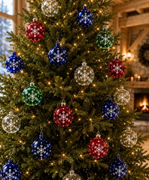 Boule de noel sapin ronde transparente